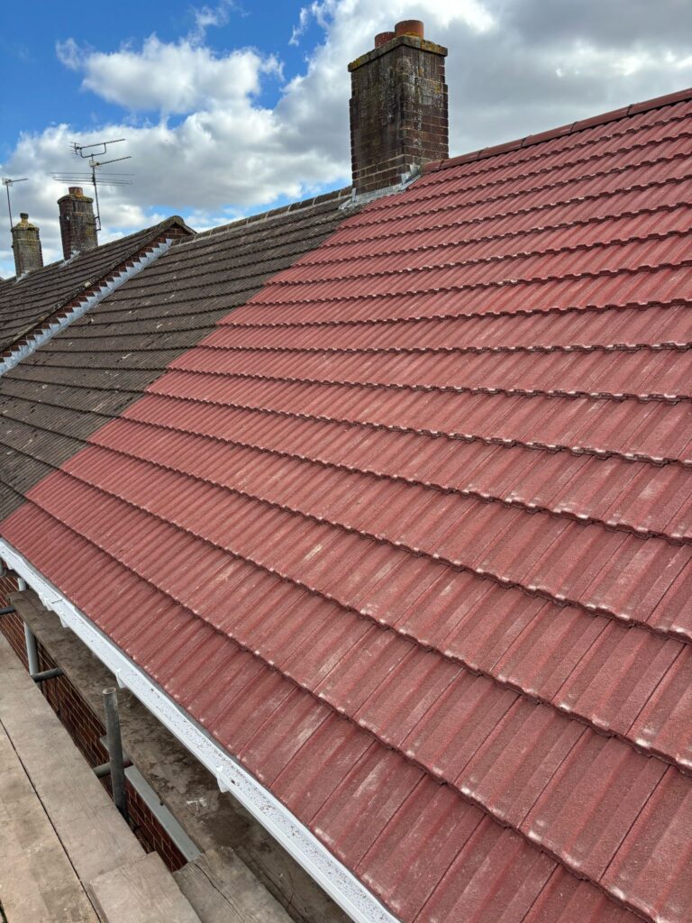 This photo shows a roof in Suffolk before spray foam removal started.